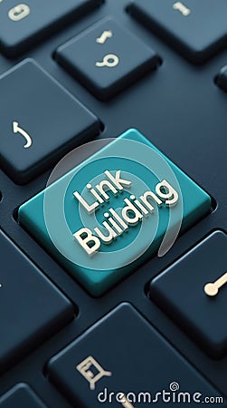 Close-Up of Link Building Key on Computer Keyboard Stock Photo