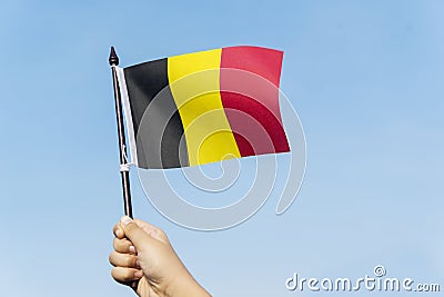Little child waving a Belgium flag Stock Photo
