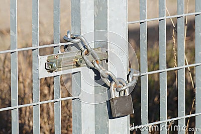 Close up on a lock gate and chain Stock Photo