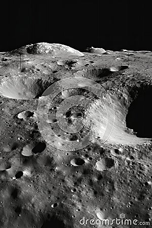 A close-up of the lunar surface captured by a telescope AI generated Stock Photo