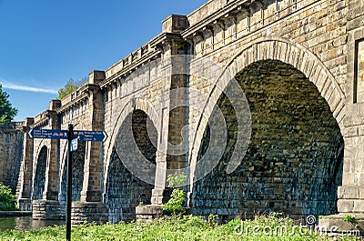 Close up of the Lune aqueduct, which carries the Lancaster canal over the river. Stock Photo