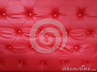 Close-up luxury red leather cushion. sofa retro. upholstery Stock Photo