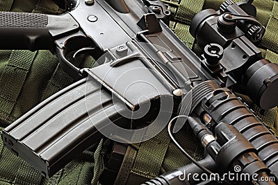 Close-up of M4A1 (AR-15) carbine Stock Photo