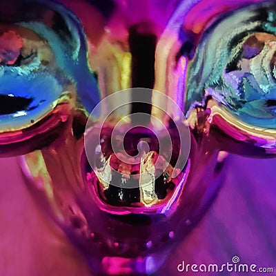 Close up macro of an abstract rainbow skull Stock Photo