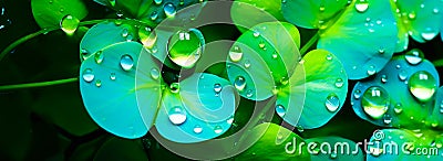 Close up macro shot of beautiful water drops on leaf clover background.abstract detailed foliage.quietly poetic concepts. Stock Photo