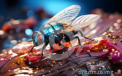 Close up macro shot House fly. Musca Domestica Fly Stock Photo