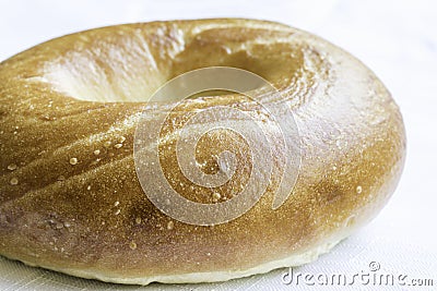 Plain Bagel Macro Close White Background Stock Photo