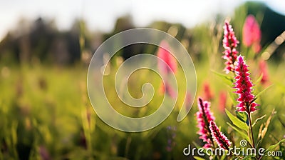 Close-Up Magic of Flowers in Meadow's Embrace Stock Photo