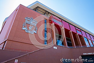 Close up of the main stand Anfield Liverpool May 2020 Editorial Stock Photo