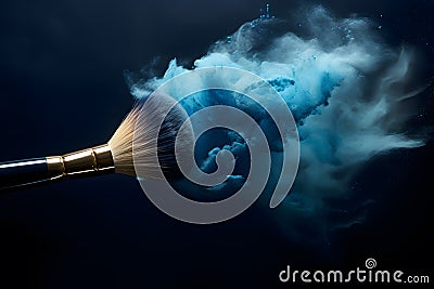 Close up of makeup brush with blue powder Stock Photo