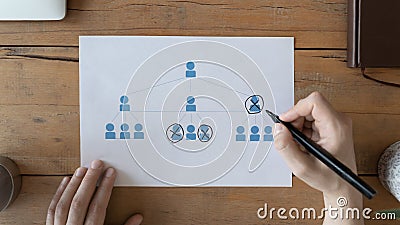 Close up male human resources manager completing corporate team. Stock Photo
