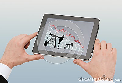 Close up of man hands holding tablet pc Stock Photo