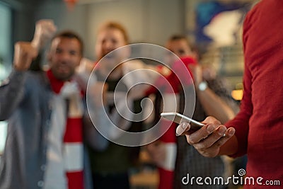 Betting online during a sport match Stock Photo