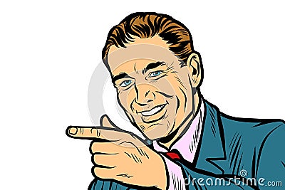 Close up Man pointing finger isolate on white background Vector Illustration