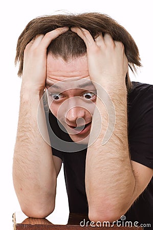 Close-up. Man with surprised Stock Photo