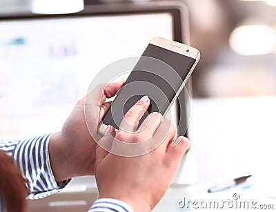 Close up of a man using mobile smart phone Stock Photo