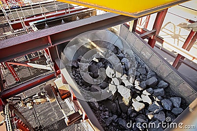 Close up of Manganese rock being processed Stock Photo