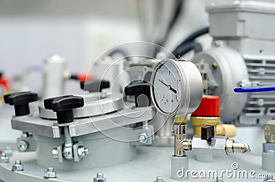 Close up of manometers on the high-pressure chamber Stock Photo