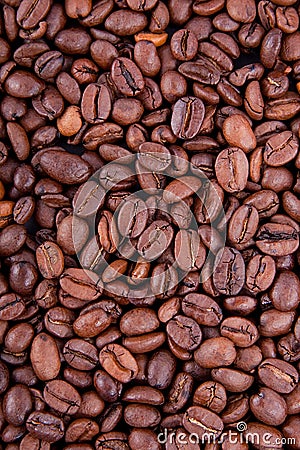 A close up of many brown coffee beans Stock Photo