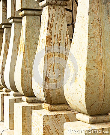 Close up marble baluster columns Stock Photo