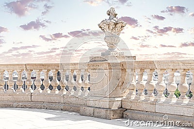 marble White Baluster balcony with sky Stock Photo