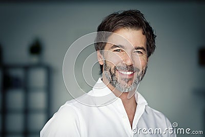 Close Up Of A Mature Senior Man Smiling Stock Photo