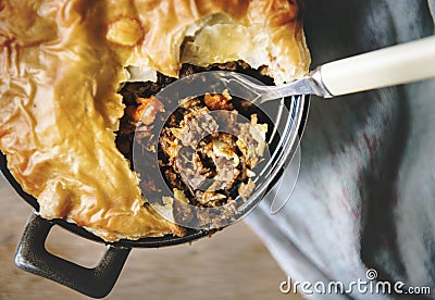 Close up meat pie food recipe concept Stock Photo