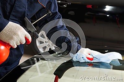 Close up of mechanic working in Auto Repair Stock Photo