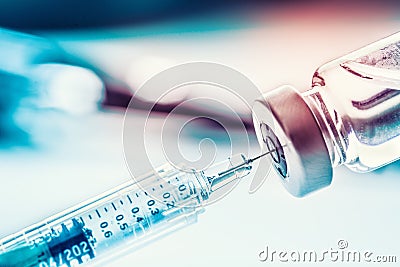 Close-up medical syringe with a vaccine Stock Photo