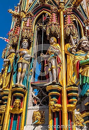 Schoner Brunnen fountain details, Nuremberg Stock Photo