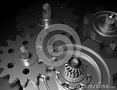 Close up metal gear and cogwheel mechanical Stock Photo