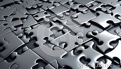 close-up of metal surface, puzzle hard surface modeling, attribution of creative, things, made of liquid black metal Stock Photo