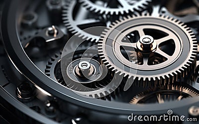 Metallic gears. Detail gear wheels. Modern technology background Stock Photo