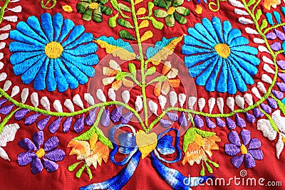 Close up of Mexican Embroidery design Stock Photo