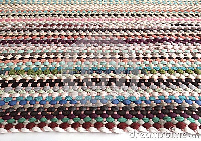 Close up of mexican embroidery handmade tablecloth background. Texture of colorful ethnic table-cloth Stock Photo