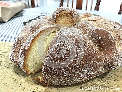 Close up of a mexican pan de muerto bread typical of the Day of the Dead celebration Stock Photo