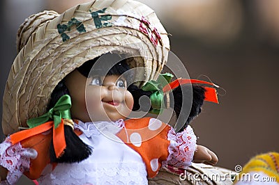 Close up of Mexican Souvenir Dolls Stock Photo