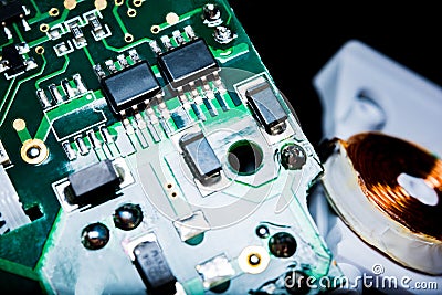 A close-up microchip Stock Photo