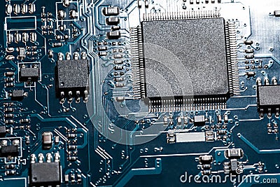 A close-up microchip Stock Photo