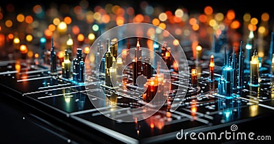 A close up of a miniature model of a city, AI Stock Photo