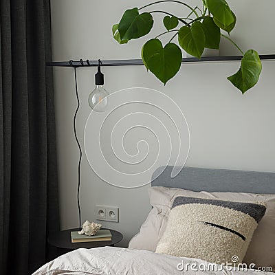 Close-up on modern bedroom lamp Stock Photo