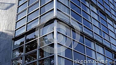 Close-Up modern business glass building architecture. Stock Photo