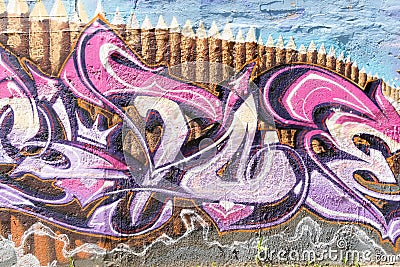 Close-up of Modern City Wall Graffiti Editorial Stock Photo