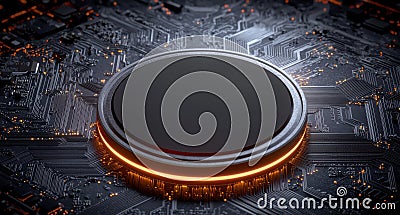 Close-up of a modern computer processor on a circuit board. Stock Photo