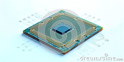 Close-up of a modern CPU, revealing intricate internals for AI and complex computations Stock Photo