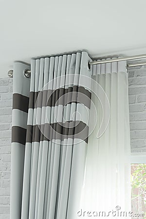 White modern curtain inside home Stock Photo