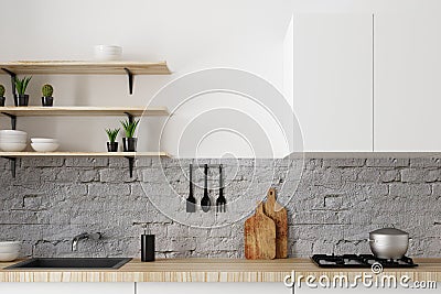 White kitchen counter Stock Photo