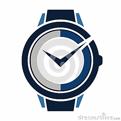 Close-up of a modern wristwatch with a single tick mark indicating the passing of a specific time, Craft a minimalist logo Vector Illustration