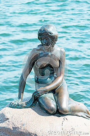 Close up monument of the Little Mermaid in Copenhagen Editorial Stock Photo