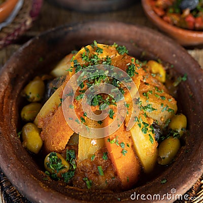 A close-up of the Moroccan `Tagine` meal. Stock Photo